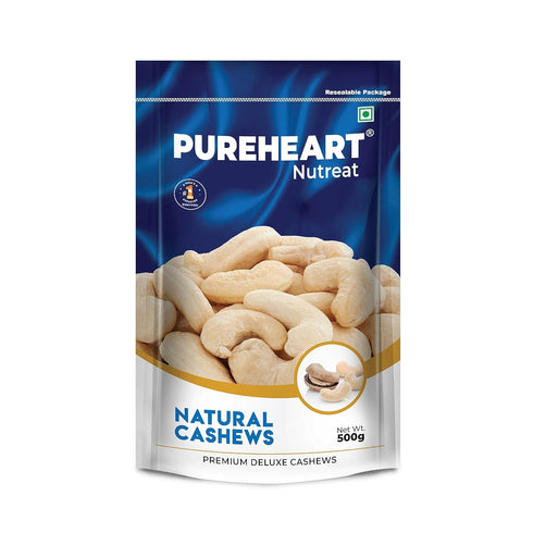 PUREHEART Nutreat Natural Cashews Premium Whole Crunchy & Delicious Cashewnuts/Kaju/Dry Fruit