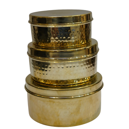 Handicrafted Pure Brass Container Box Set fo 3