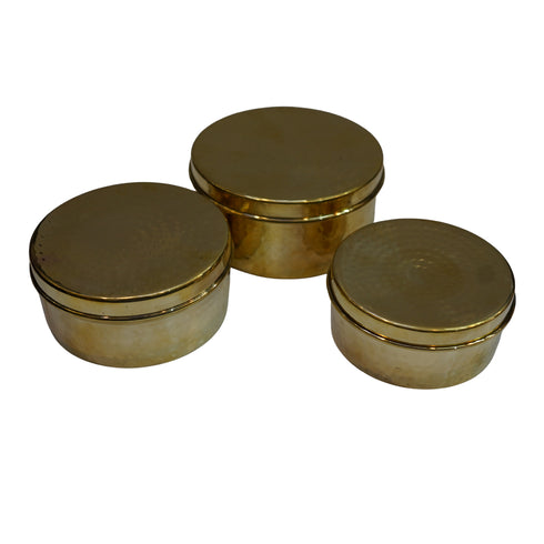 Handicrafted Pure Brass Container Box Set fo 3