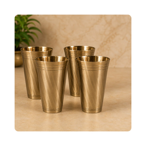 Pure Brass Drinking Glass | Pack of 4