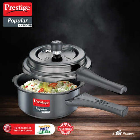 Prestige Popular Svachh Hard Anodised Pressure Cooker 2.0 L