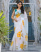 Sudathi Holi White Linen Floral Printed Saree