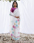 Sudathi Holi White Linen Printed Saree