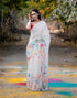Sudathi Holi Off White Linen Printed Saree