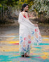 Sudathi Holi Off White Linen Printed Saree