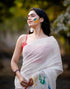 Sudathi Holi Off White Linen Printed Saree