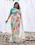 Holi Off White Linen Printed Saree