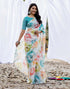 Holi Off White Linen Printed Saree