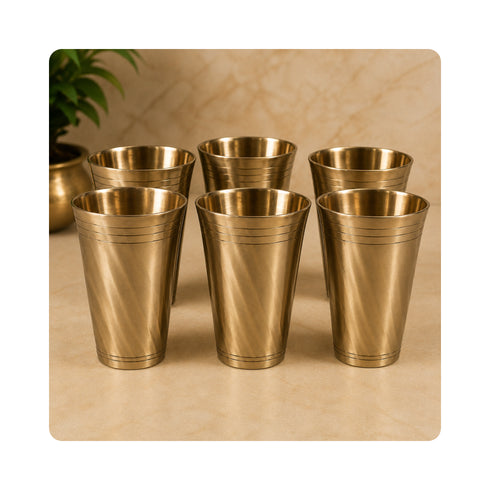 Pure Brass Drinking Glass | Pack of 6