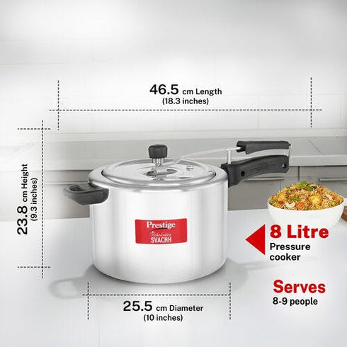 Prestige Nakshatra Svachh Aluminium Inner Lid Pressure Cooker 8 L