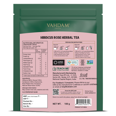 Vahdam Tea Hibiscus Rose Herbal Tea