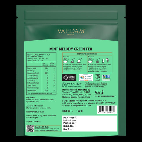 Vahdam Mint Melody Green Tea