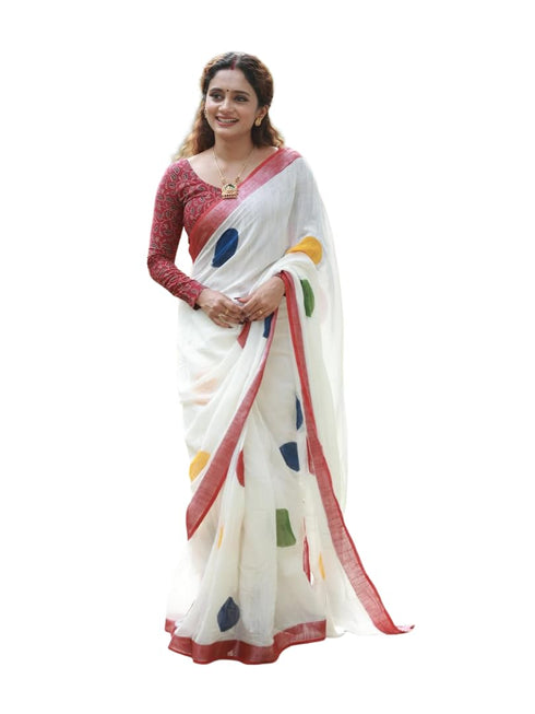 Vasthrlay Off White Border Multicolour Lightweight