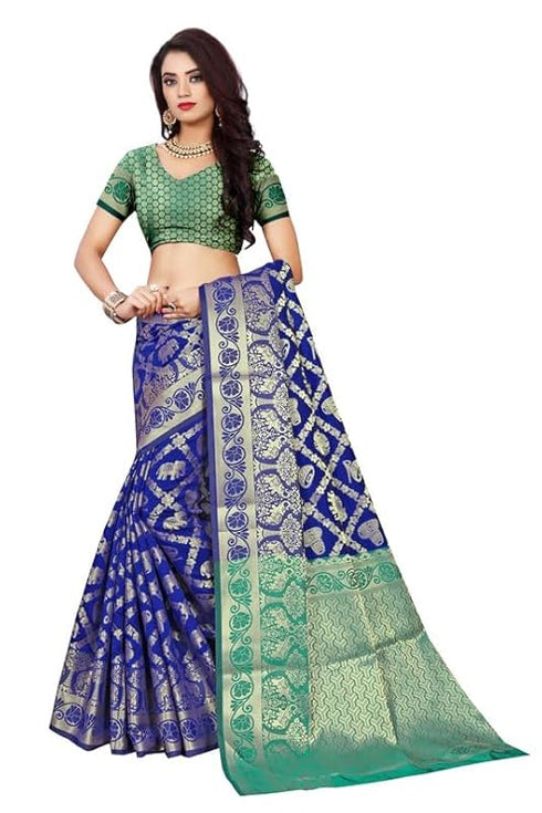 Vasthrlay Banarasi Pink Blue Ethnic Wear
