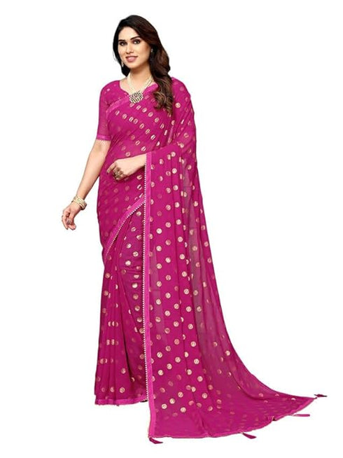 Vasthrlay Georgette Printed Unstitched Maroon Saree