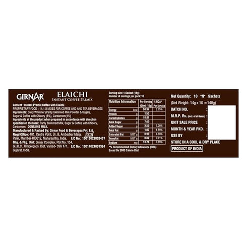 Girnar Instant Premix Coffee With Elaichi Sachets