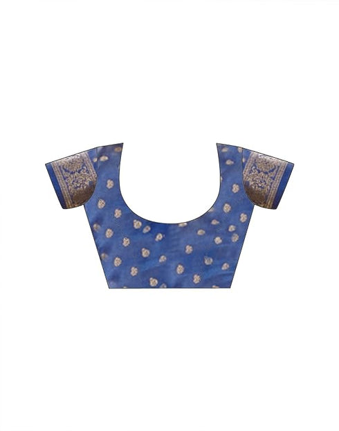 Vasthrlay Womens Chiffon Unstitched Blue Saree