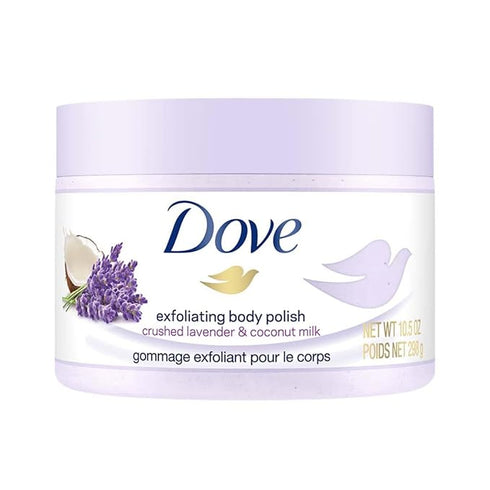 Dove Exfoliating Body Polish Scrub Lavender & Coconut Milk for Dry Skin