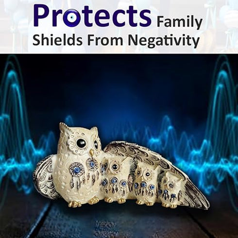 Owl Family Showpiece Statue for Good Luck Vastu Feng Shui Evil Eye