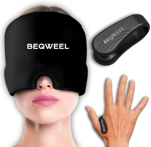 BEQWEEL Migraine Relief Cap And LI4 Acupressure Point Clip for Headache And Tension Relief Hot And Cold Therapy