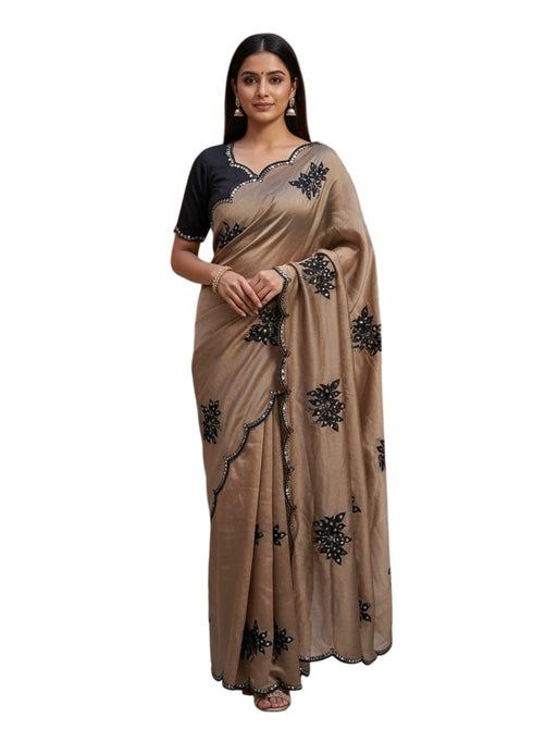 Vasthrlay Vichitra Embroidery Brown Black