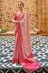 Vasthrlay Kanjivaram Banarasi Silk Pink Saree Zari Woven For Festival Wedding Silk With Rich Pallu Design