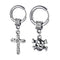 M Men Style Christ Jesus Cross With Gothic Skeleton Head Dangle Hoop Studs