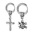 M Men Style Christ Jesus Cross With Gothic Skeleton Head Dangle Hoop Studs