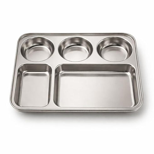 Stainless Steel 6 Compartment Plate Set of 6