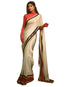 Vasthrlay Cream Unstitched Saree