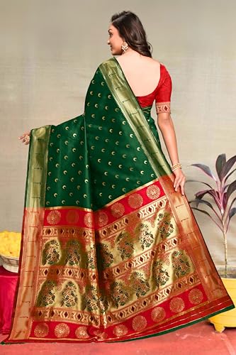 Vasthrlay Kanjivaram Chand Paithani Rama Pink Saree With Blouse Piece