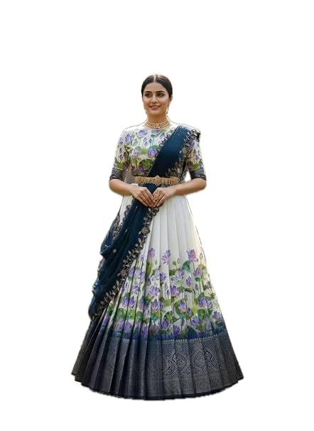 Vasthrlay Indian Traditional Kanjivaram Half Saree Silk Lehenga Choli
