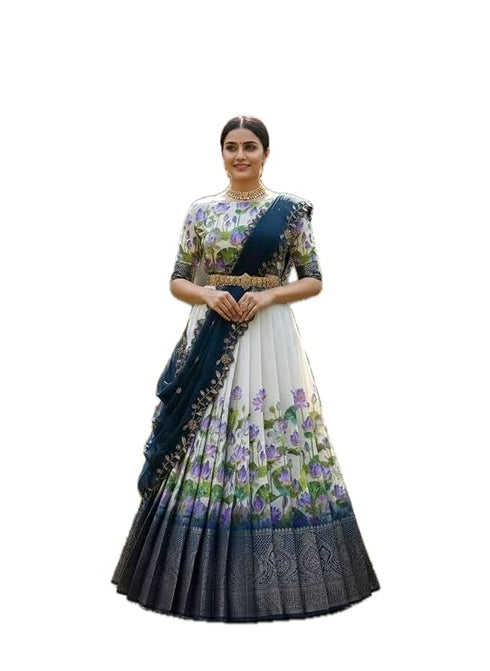 Vasthrlay Indian Traditional Kanjivaram Half Saree Silk Lehenga Choli