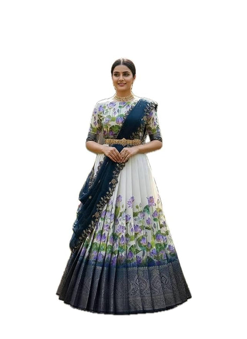 Vasthrlay Indian Traditional Kanjivaram Half Saree Silk Lehenga Choli
