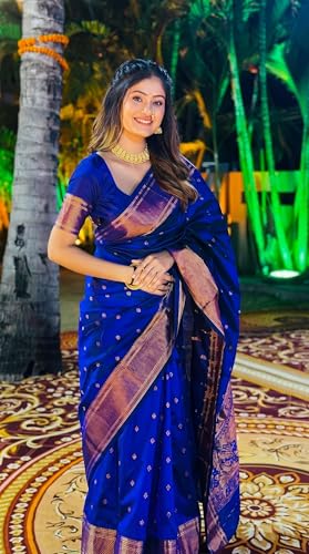 Vasthrlay Banarasi Kanjivaram Kanchipuram BS09 Saree With Blouse Piece