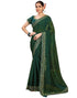 Vasthrlay Bandhani Embroidery Dark Green Saree With Unstitched Blouse Piece