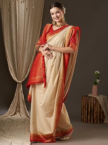 Vasthrlay Women'S Woven Design Ethnic Motif Georgette Kanjeevaram Saree With Unstiched Blouse Piece