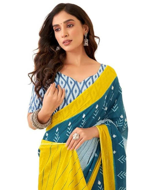 Siril Women'S Pure Cotton Saree | Printed Saree With Unstitched Blouse Piece