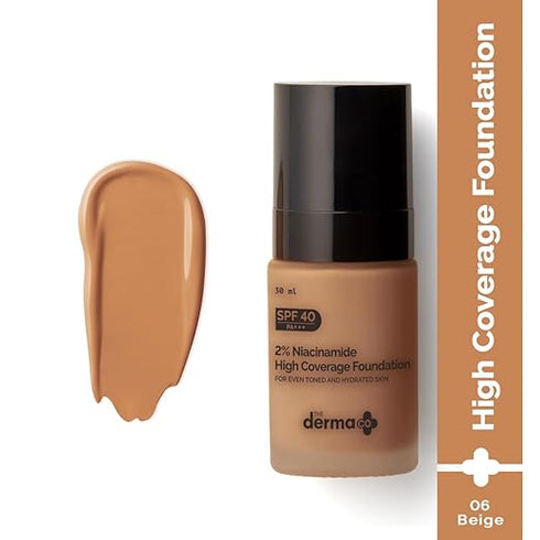 The Derma Co 2% Niacinamide High Coverage Foundation-06 Beige