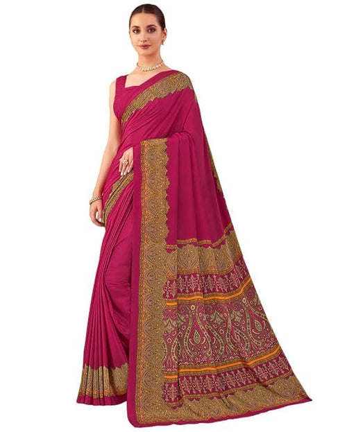 Vasthrlay Womens Printed Unstitched Mauve Saree