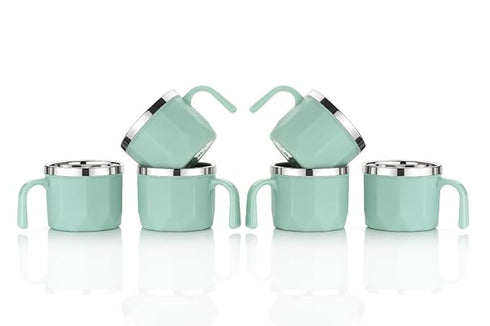 Stainless Steel, Plastic Coffee Tea Cup Set (100ml,Pack of 6)