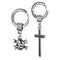 M Men Style Gothic Skeleton Head Dangle With Jesus Cross Hoop Studs