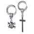M Men Style Gothic Skeleton Head Dangle With Jesus Cross Hoop Studs