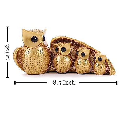Golden Owl Family (Mother & Child) for Home Decor