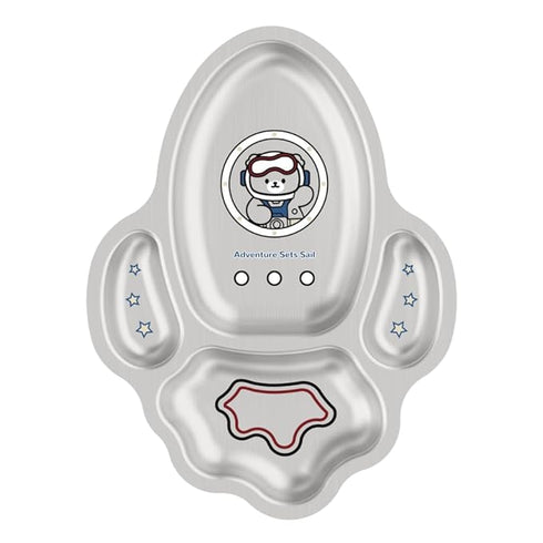 Stainless Steel Plate for Kids with 3 Compartments