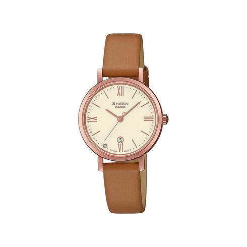 Casio Sheen Analog Rose Gold Dial Womens Watch-SHE-4540CGL-9AUDF