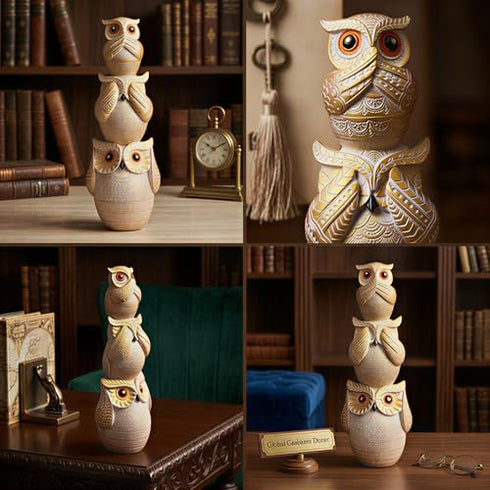 Global Grabbers Owl Statue for Good Luck | Show Pieces for Home Decor Living Room