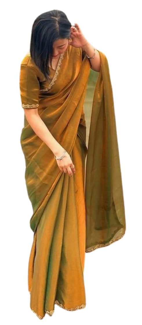 VasthrlayBoarder Unstitched Chhaavau Mustard Free Ethnic Wear