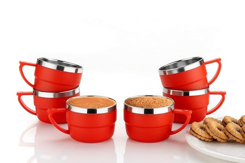 Tea Cups Set of 2 Stainless Steel Double Wall Coffee Mugs