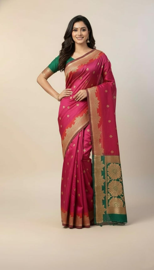 Vasthrlay Banarasi Traditional Sari Az Ys Somya Yellow Saree